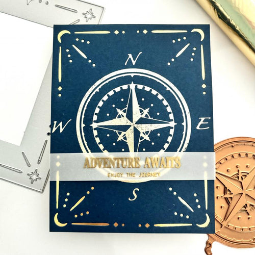 Adventure Away Compass Hot Foil Plate